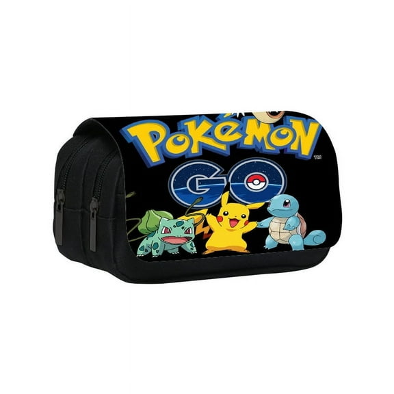 Pika Pencil Case, Double-Layer Pencil Case, Canvas Pen Pouch with 2 Zippers, Large Capacity Stationery Organizer