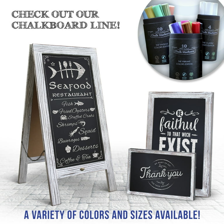 HBCY Creations Whitewashed Magnetic A-Frame Chalkboard Deluxe Set