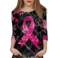 thumbnail image 4 of NAMTYQX Breast Cancer Awareness T-Shirts Round Neck Stretch Fashion 3/4 Sleeve Hot Pink Size L, 4 of 5
