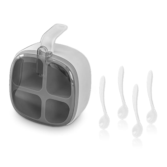 Advancent Caja de condimentos Tarro con cucharas Pimienta Especias Olla Organizador de almacenamiento Compartimento independiente Contenedor Almacenamiento y organización del hogar blanco