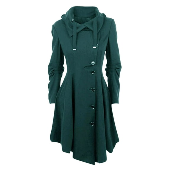 WEAIXIMIUNG Womens Jean Jacket Stretchy Soft Ladies Autumn Winter Casual Fashion Coat Solid Color Button Pocket Irregular Hem Wool Coat