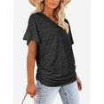 thumbnail image 2 of Women's V Neck Oversized T-Shirts Summer Short Sleeve Shirts Loose Casual Tops Tee, 2 of 5