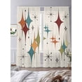 thumbnail image 3 of Yellow Green Diamond Sheer Curtains 84 Inch Length 2 Panels Set Window Treatments, Modern Geometric Middle Century Beige Rod Pocket Semi Curtains for Living Room/Bedroom/Kitchen Décor, 104"W x 84"L, 3 of 7
