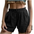 thumbnail image 2 of tarylea Cotton Linen Shorts for Women High Rise Elastic Waist Shorts Solid Color Loose Pleated Shorts Casual Lightweight Breathable Shorts, 2 of 6