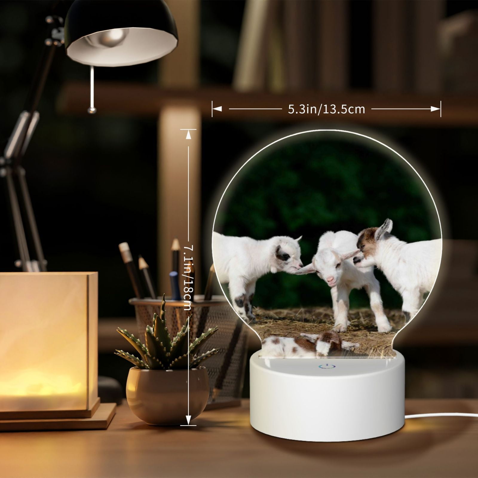 Naloa Cute Goat Baby Acrylic LED Night Light Custom LED Lights Personalized Nightlight Customized Gifts for Family Couples Friends