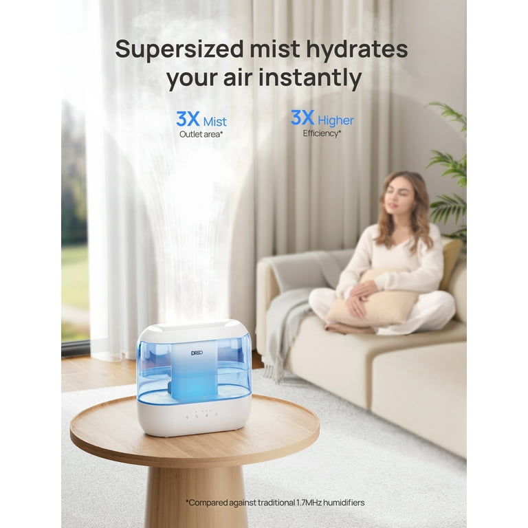 Dreo Humidifier for Bedroom, Quiet 4L Cool Mist Top-Fill Ultrasonic  Humidifiers With Essential Oils, LED Display With Night Light, Touch  Control, Auto