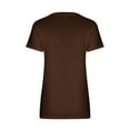 thumbnail image 4 of MIUOWANP Womens T-shirts Casual Solid Color Loose Fit V-neck Short Sleeve Top Size L(8)Brown, 4 of 6