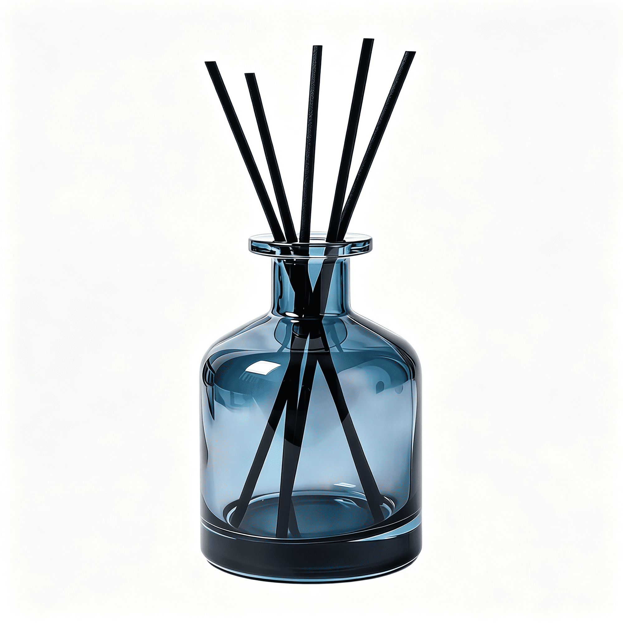 ACDANC 150Ml/5Oz Glossy Blue Modern Decorative Glass Diffuser Bottle,Empty Refillable Reed Diffuser Replacement Jar,Small Bud Vase Aromatherapy Container for Diy Fragrance Home Office Decor