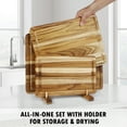 thumbnail image 2 of Zovano Teak Cutting Board Set with Stand for Kitchen, Wood  Chopping Boards with Deep Juice Groove, Charcuteire Butcher Block Gift Housewarming, 2 of 8