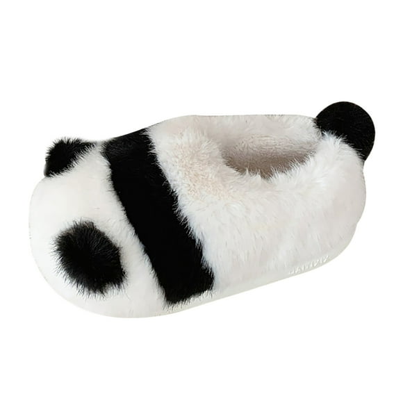 HBFAGFB Slippers for Women Soft Cute Panda Full Wrap Heel Home Bedroom Warm Plush Shoes White Size 36