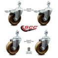 thumbnail image 2 of 4 Inch High Temp Phenolic Swivel 12mm Stem Caster Set 2 Total Lock Brake SCC, 2 of 2