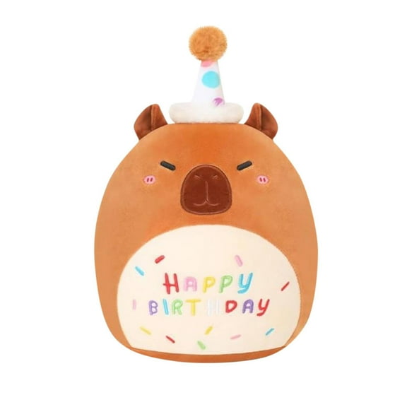 Capybara Plush Toy, 9.84Inch "Happy Birthday" Cuddly Soft Huggable Stuffed Animals Plush, Gifts for Teens Women & Fans