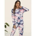 thumbnail image 3 of Topumt Womens 2 Pieces Tie Dye Pajamas Set Sweatpants Sets Long Sleeve Pullover with Long Pants Sweatsuit Set, 3 of 5