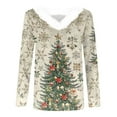thumbnail image 4 of qelini Womens Christmas Shirts Long Sleeve Furry V Neck Pullover Xmas Tree Print Tops Funny Holiday Clothes, 4 of 4