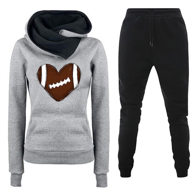 Puntoco Conjunto de dos piezas de suéter y pantalones estampados de manga larga con capucha y cuello redondo para mujer Puntoco Puntoco-5257