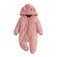thumbnail image 3 of Toddler Kids Hooded Jumpsuit,Cute Warm Solid Color Long Sleeved Zipper Jumpsuit Rompers,Kids Winter Clothes, 3 of 10