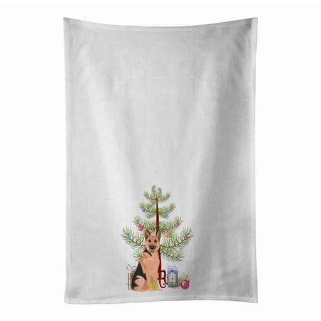 Carolines Treasures WDK3058WTKT 28 x 19 in. Unisex German Shepherd Black & Tan No.1 Christmas White Dish Towels Kitchen Towel - Set of 2