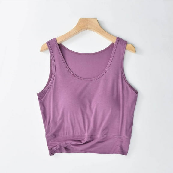 CLOISE Plus Size Tank Tops for Women Sleeveless Plus Size Built in Bra Shirts Round Neck Casual Pullover Solid Color Loose Summer Blouses Purple