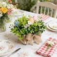 thumbnail image 6 of AURIGATE Easter Rustic Table Centerpiece, Artificial Greenery with Pastel Easter Eggs & Burlap Bow, Spring Wood Box Decor for Home Party Kitchen Dining Table, 6 of 6
