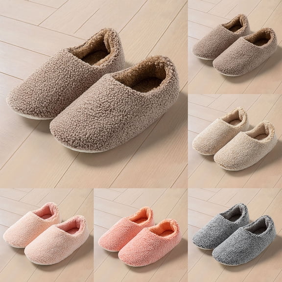 Pandaie Women’s Fuzzy Memory Foam Slippers Cozy Curly Warm Fleece Lining Closed Back Non Slip House Shoes Comfy Indoor Bedroom Winter Loafer Size 6‑9