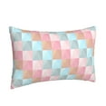 thumbnail image 2 of YFYANG Super Soft Rectangular Plush Cushion Cover (Without Pillow Insert), Colorful Squares Comfort and Non-Pilling Hidden Zip Bedroom Sofa Pillowcases, 16"x24", 2 of 9