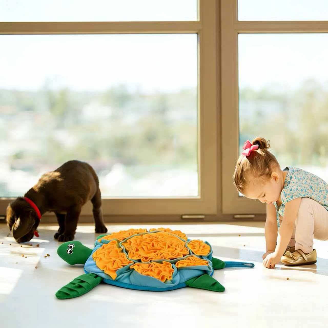 Dog Snuffle Mat, Interactive Turtle Foraging Mat for Mental Stimulation, Slow Feeder Puzzle Toy for Small to Medium Dogs, Nosework Training & Stress Relief Pet Enrichment Mat, Machine Washable