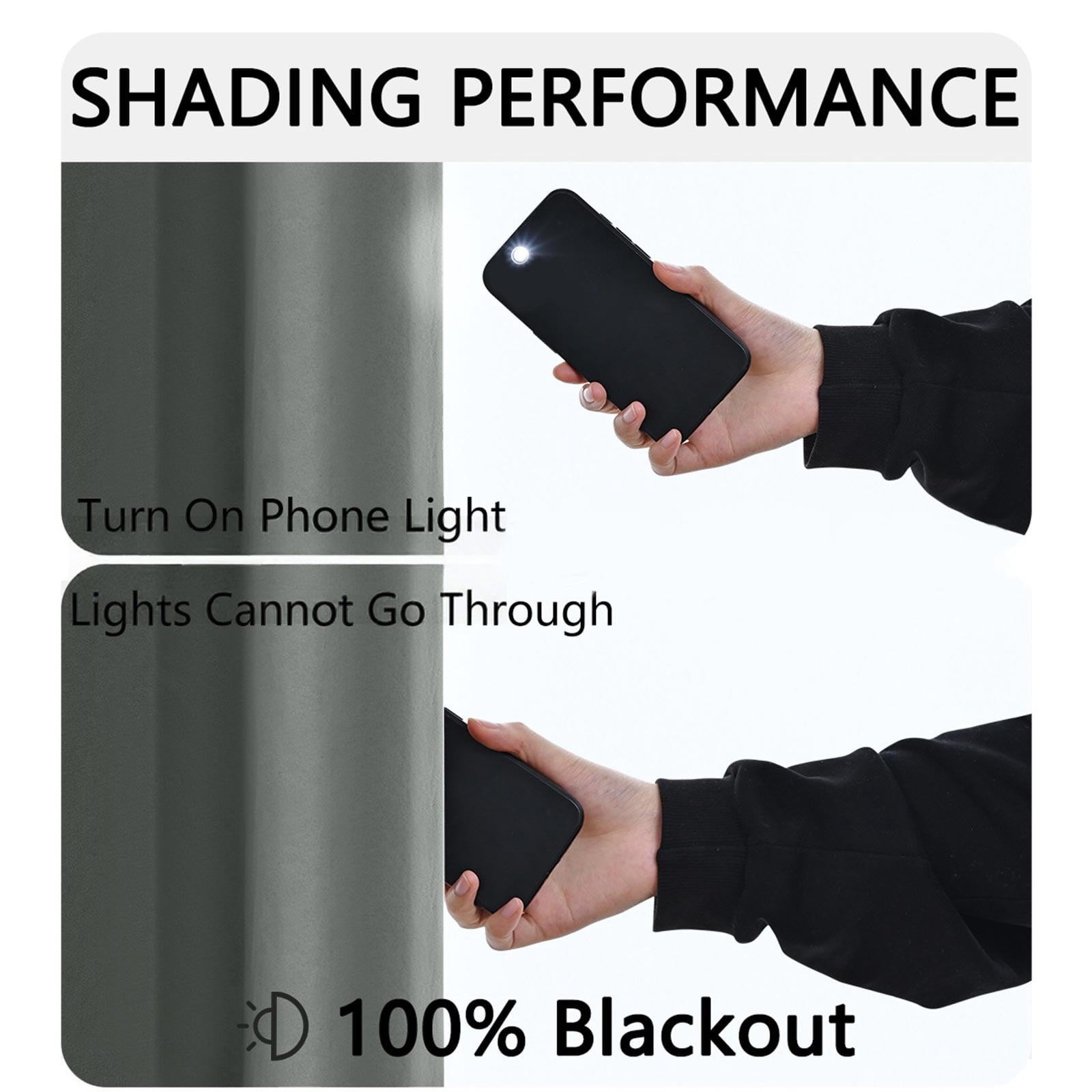 Fmbmuo Gray Black Out Curtains Perforated Style Blackout Thermal Insulation Decorations， Minimalist Tab 1 pcs Machine Washable Window Curtains， Bedroom/Living Room,79 Inch