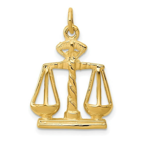 Auriga 14K Yellow Gold Scales Of Justice Charm Pendant for Women (L-25 mm,W-17 mm)