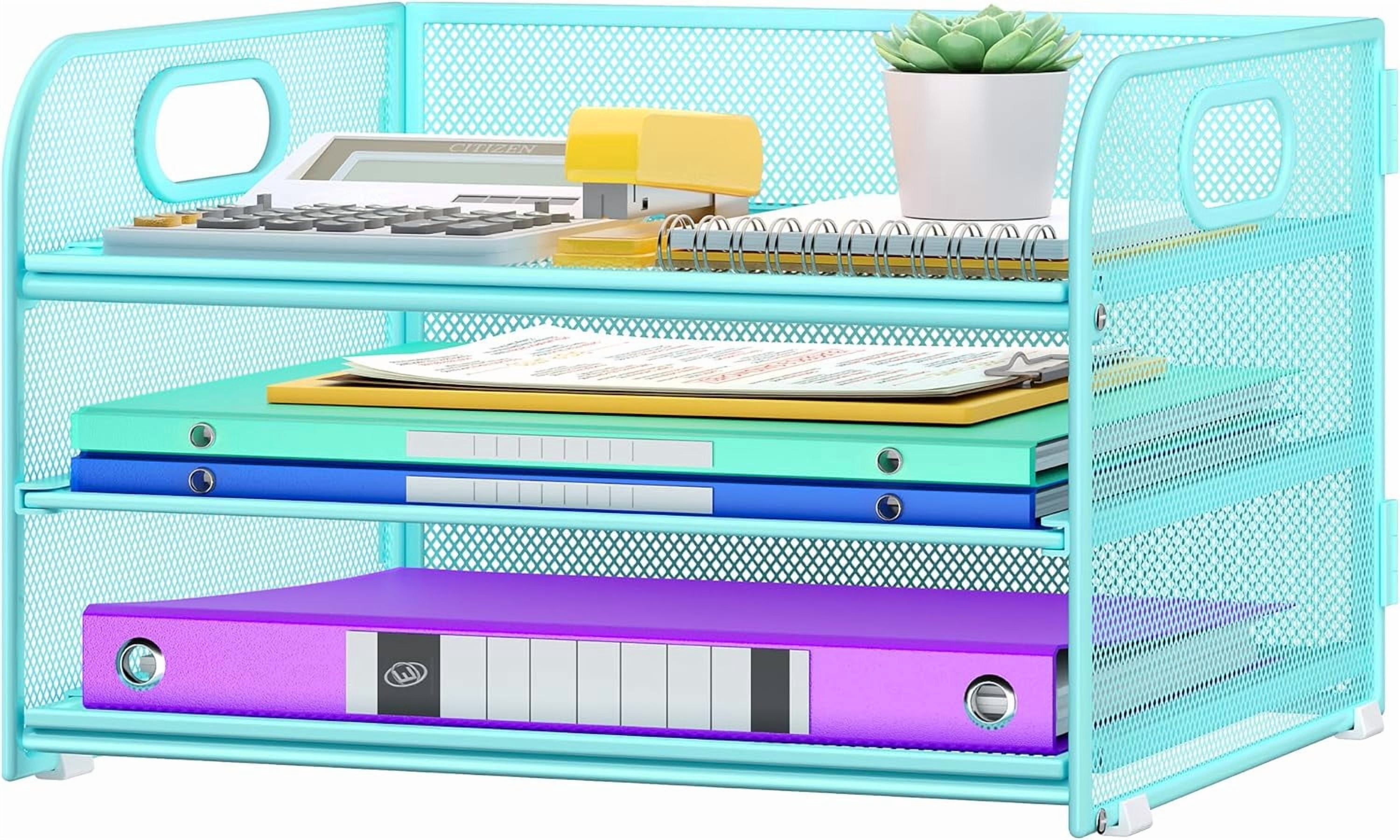 Simple 7 Tier Mesh Metal Desk Organizer with Pen Holder