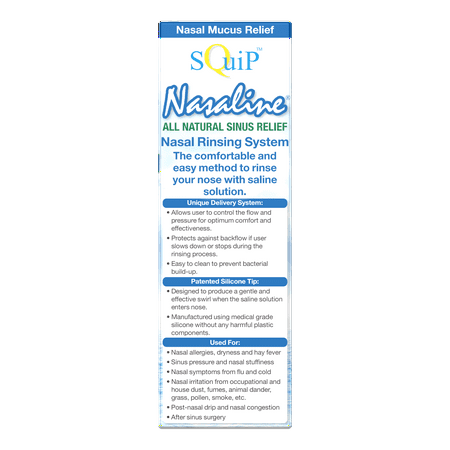Squip Nasaline Nasal Rinsing System with 50 Premixed Saline Packets