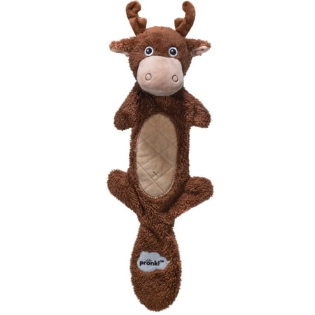 UPC: 0810058051271 | Pronk! Moose Brown Treat Pocket 19.5-Inch Durable Plush Treat Dispensing Dog Toy