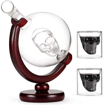 Globe Build-in Skull Whiskey Decanter Creative Whiskey Decanter Set