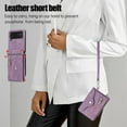 thumbnail image 5 of for Samsung Galaxy Z Flip 3 5G Case with Zipper Card Holders and Crossbody Strap & Short Belt for Women, RFID Blocking PU Leather Button Flip Shockproof Wallet Case Cover - Purple, 5 of 10