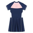 thumbnail image 5 of vastwit Kids Girls One Piece Swimsuit Short Sleeve Swim Dress Summer Pool Beach Swimwear Sundress Dark Blue 3-4, 5 of 7