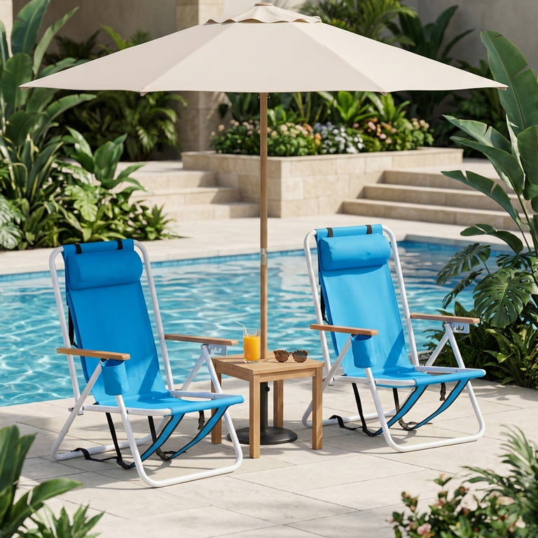 Ktaxon Backpack Beach Chair, 4-Level Adjustable Folding Chair