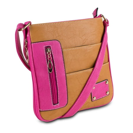 Additional Zippered Pockets - Mad Style Rachel Crossbody, Caramel