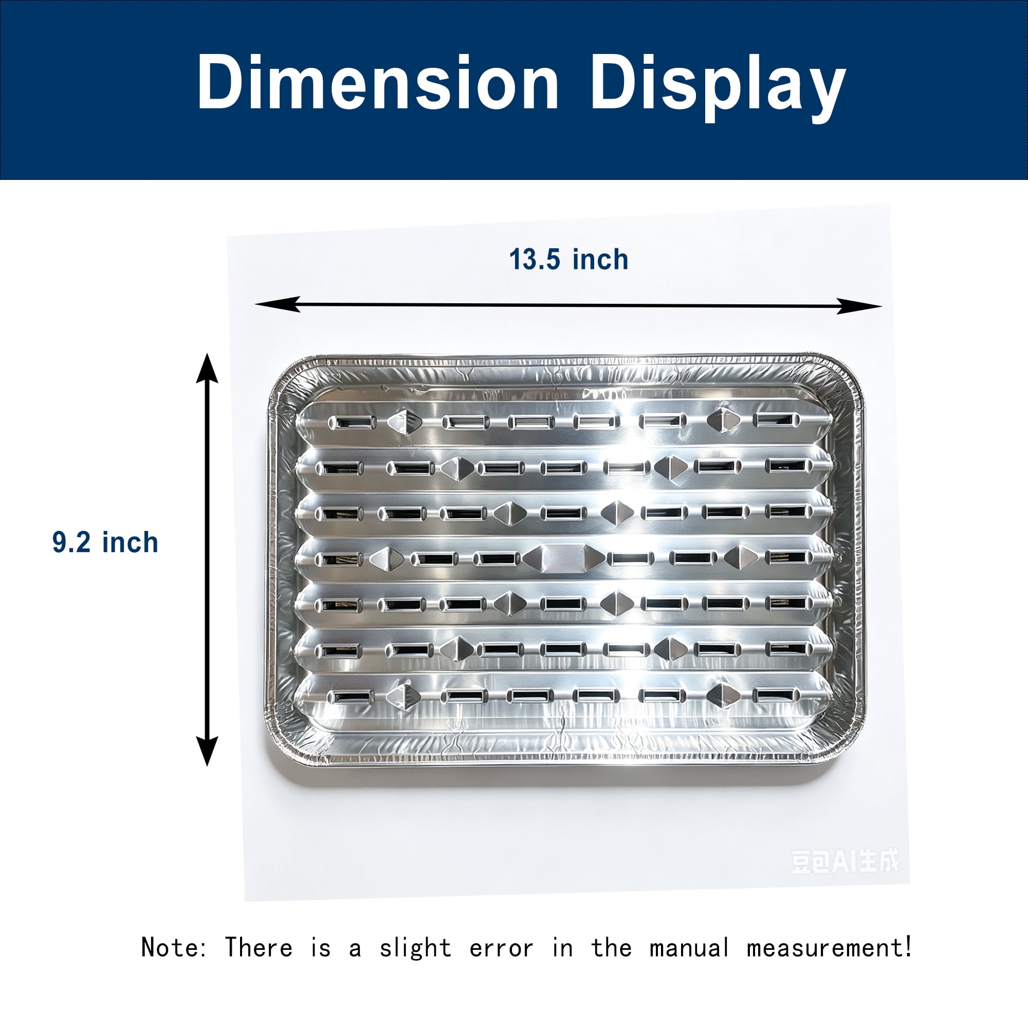 Weiwen 20 Pcs Broiler Pans with Ribbed Surface for BBQ, , Disposable Aluminum Foil Trays for Oven with Hole, 9.2" x 13.5" Grill Pan Liners