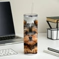 thumbnail image 4 of Yorkshire Terrier Yorkie Dog Puppy Photo 20oz Insulated Water Bottle Skinny Tumbler Includes Straw, 4 of 7