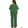 thumbnail image 5 of Zenana Women's Ribbed Round Neck Short Sleeve Tee & Wide Leg Pants Set, 5 of 5