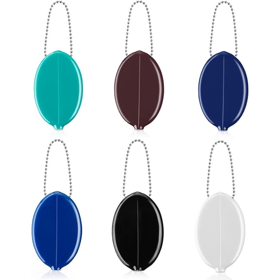 DFORD 6 Pcs Rubber Coin Purse Oval Squeeze Coin Purse,Dark Color
