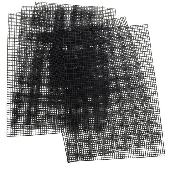 Homoyoyo Black Plastic Canvas Sheets with Clear Grid Design for Embroidery and Craft Projects, 5 Pieces