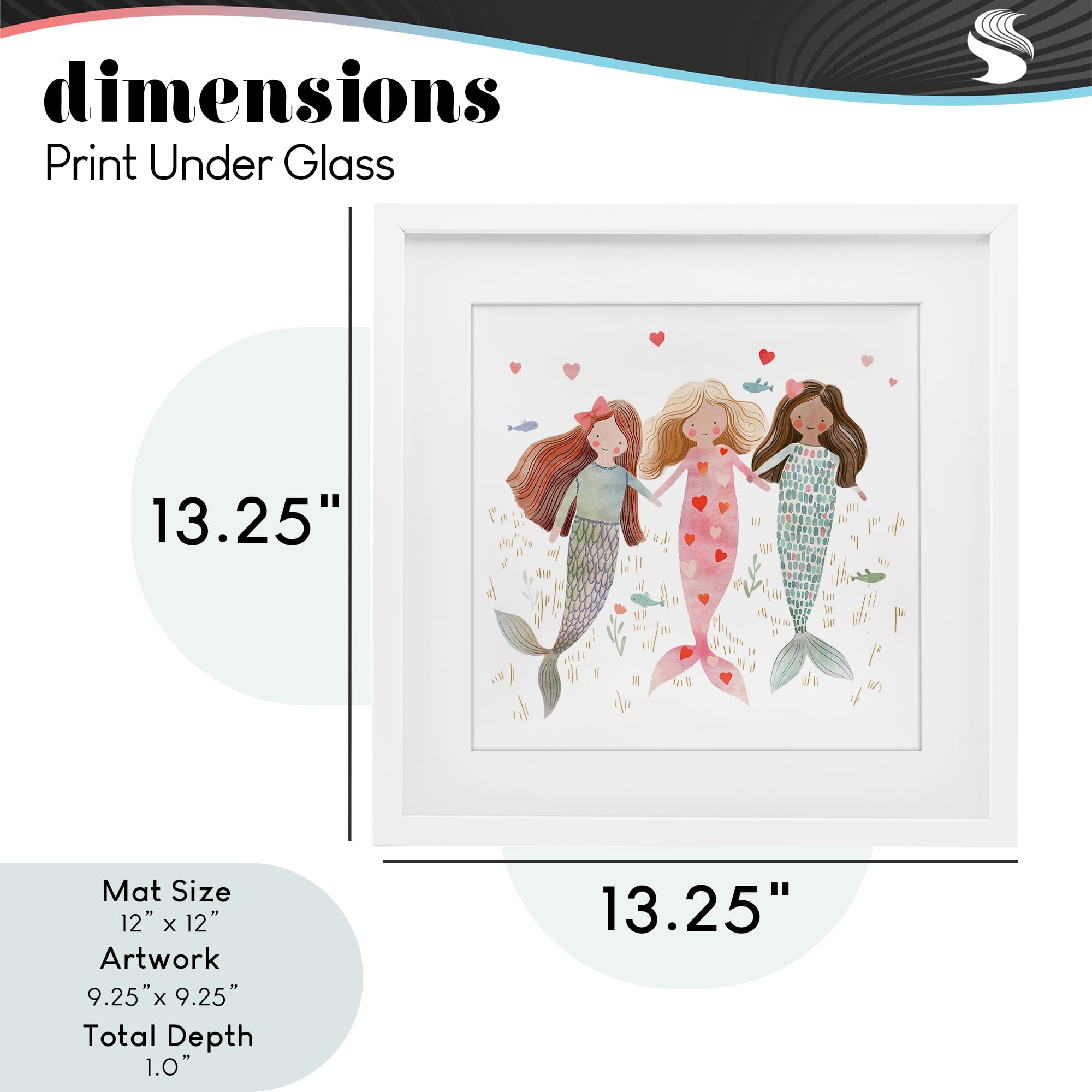 Trio of Mermaids Friendship White Framed Print Under Glass, design by Leah Straatsma