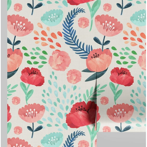 S4sassy Self-Stick Decorative Wallpaper, Bloom Flower Pattern Wall Paper, Textured Vinyl Waterproof Contact Paper, Pink, 25"x120"inch Removable Renter Friendly Wall Covering For Bedroom, Dining room