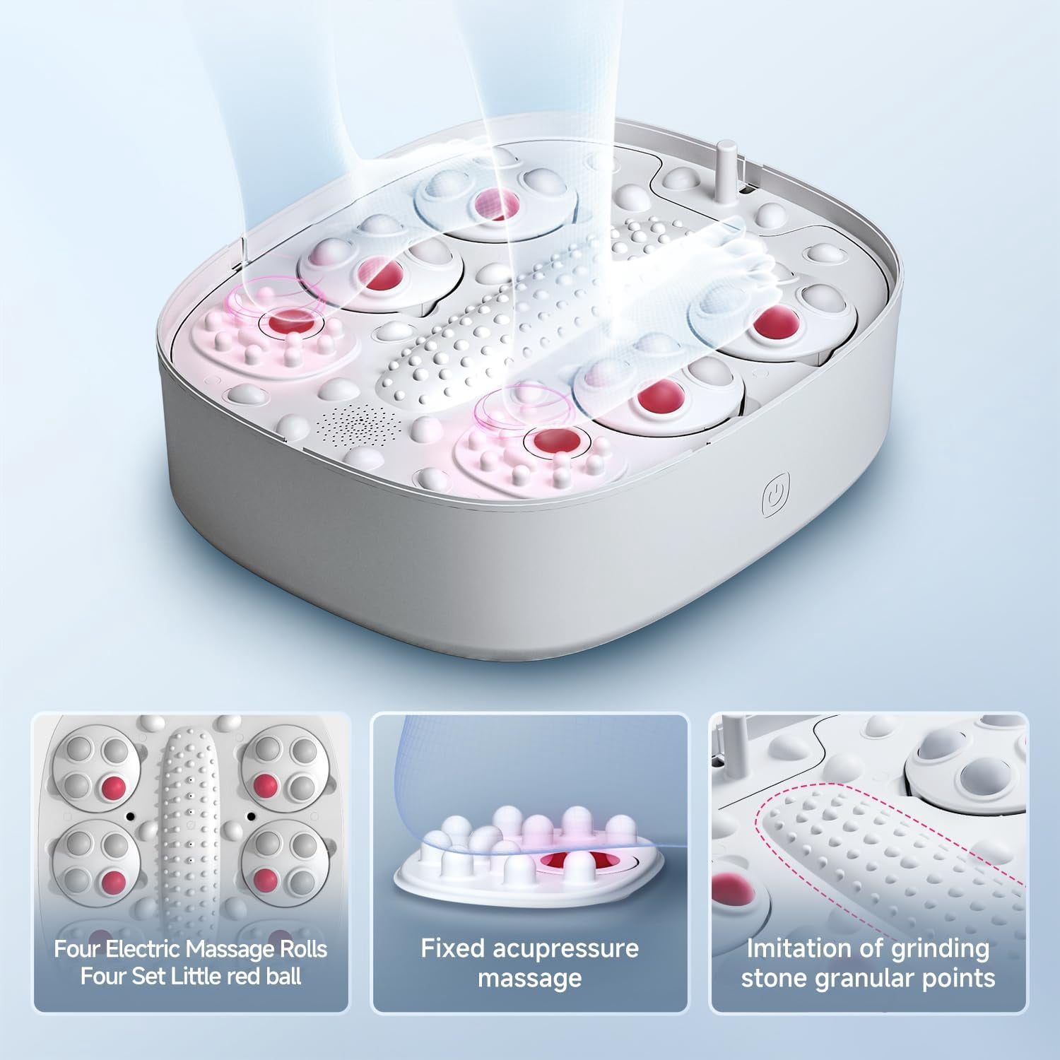 Collapsible Foot Spa Massage with Water and Electricity Separation System, Foot Bath with Three Level Temperature Control, Bubble, Remote, Red Light, Timer, and Four Set Electric Massage Balls