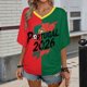 thumbnail image 1 of Women's Football Graphic T-Shirt, Soccer Fans V-Neck Short Sleeve T-Shirt with Print, Soft Lightweight Soccer Apparel Shows Player Number for Soccer Tournament 2026 Red Size: L, 1 of 5