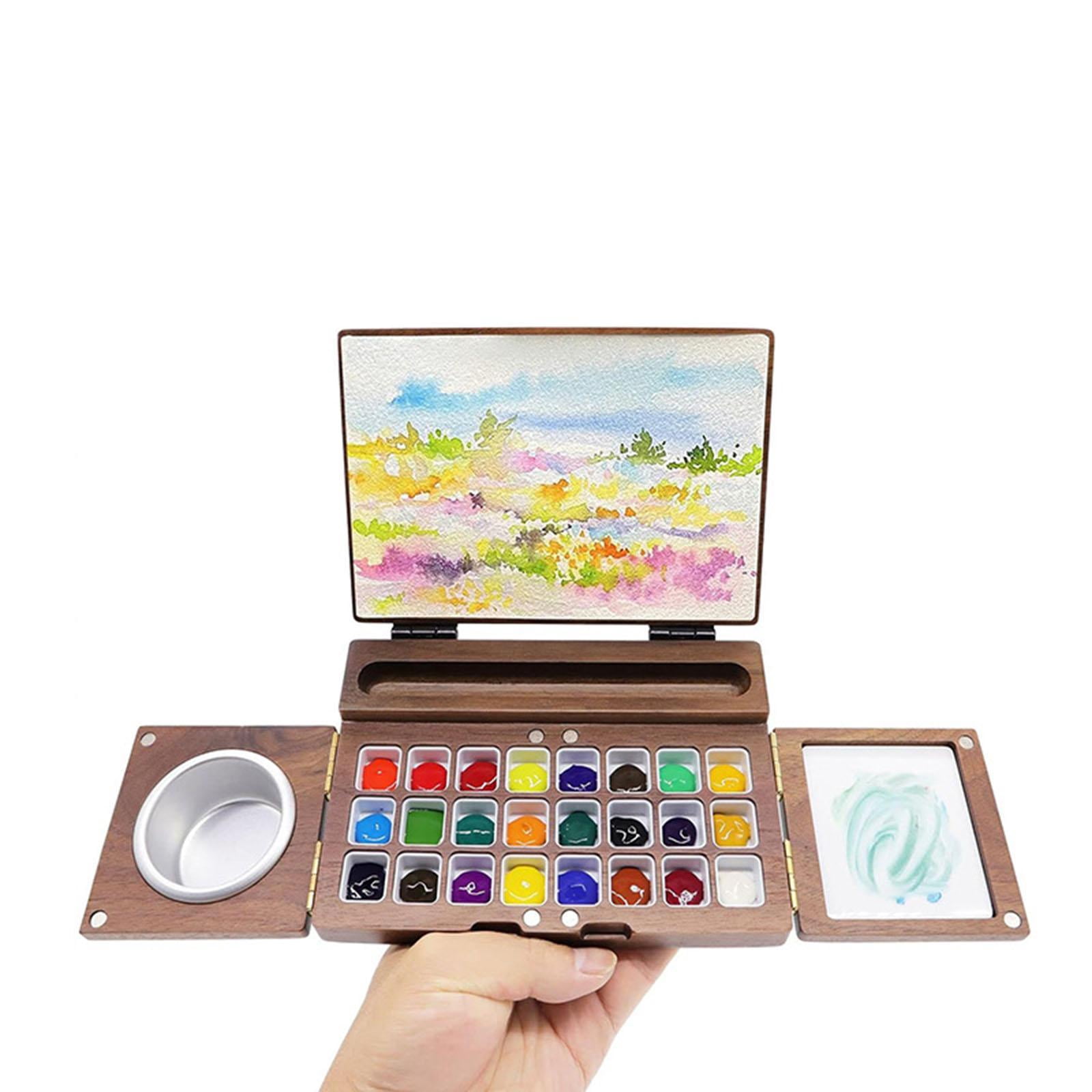 BLESIYA Watercolor Paint Supplies Handmade Portable Travel Empty Palette Box