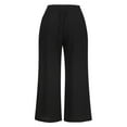 thumbnail image 4 of Womens Pants Casual Linen Cotton Culottes Trousers Wide Elastic Waist Palazzo Leg Cargo Pants, 4 of 6