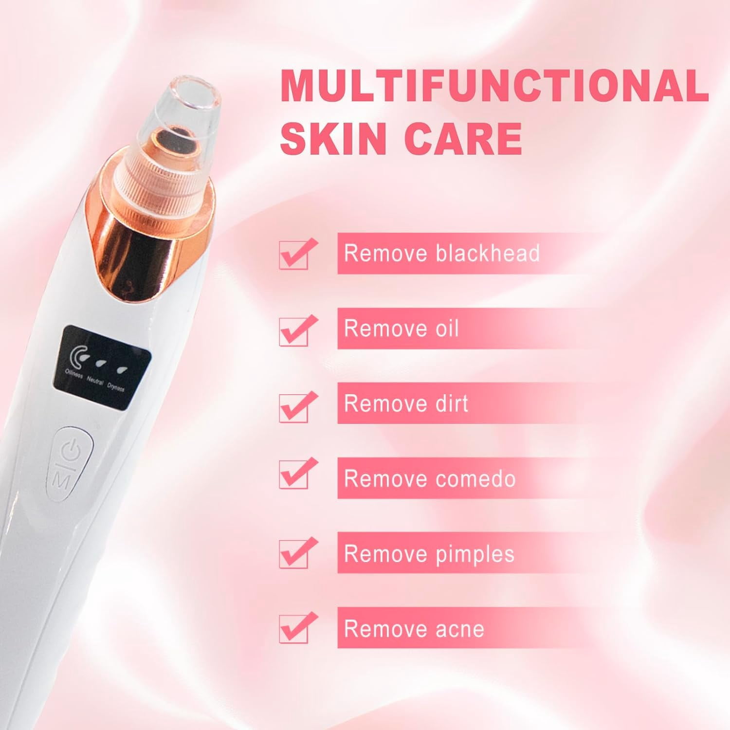 Blackhead Removal Tool with Hot Compress, 3 Adjustment Modes & 4 Suction Heads Pore Vacuum,Facial Pore Cleanser
