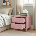 thumbnail image 5 of Treocho 2 Drawers Nightstand, 20'' Bedside Table, w/Hidden Handles, Wooden, Kids, Pink, 5 of 8