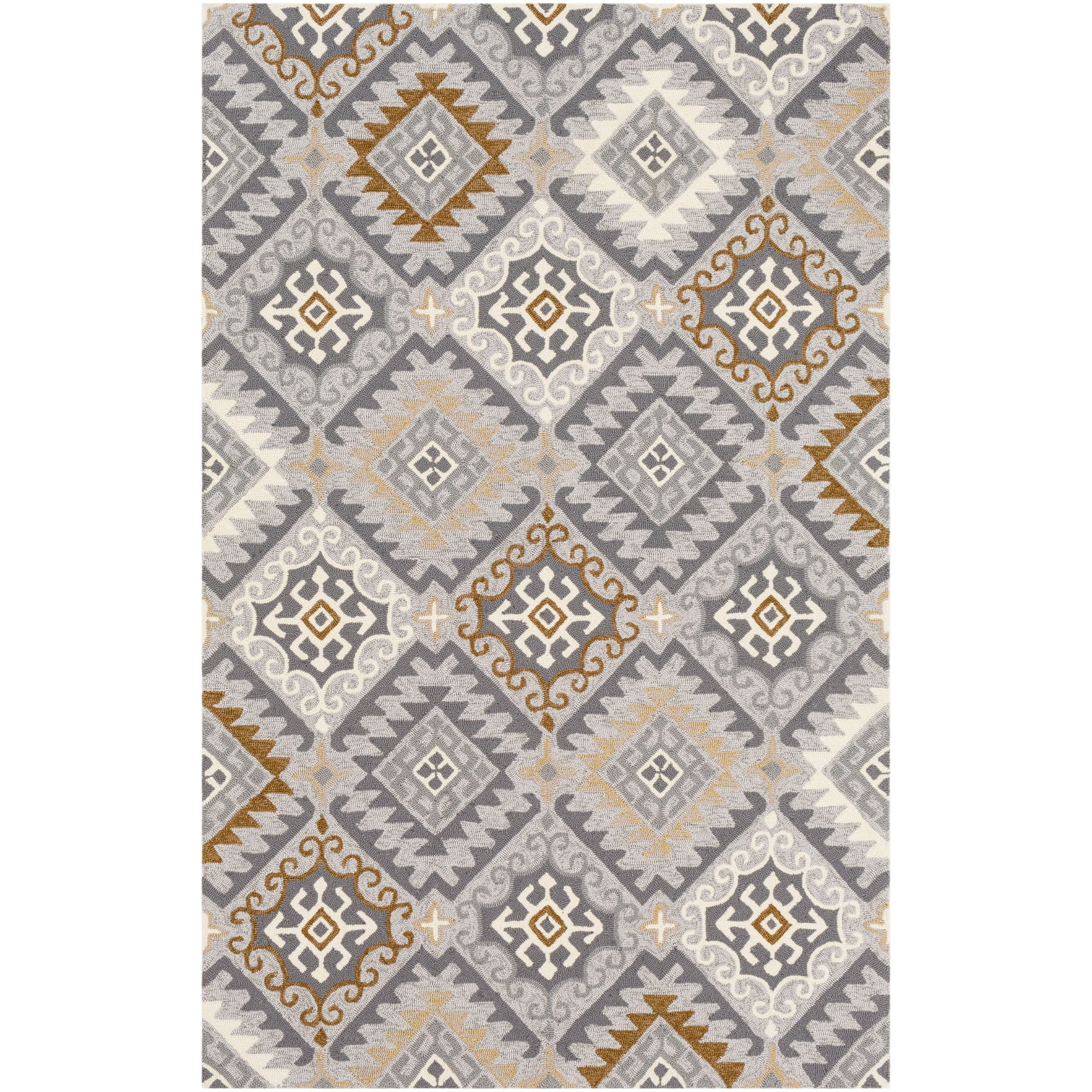 5' x 8' Contemporary Gray and Brown Rectangular Area Throw Rug